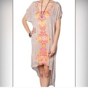 Free People High Low Sunrise‎ Striped Floral Cover Up Dress Size Extra Small
